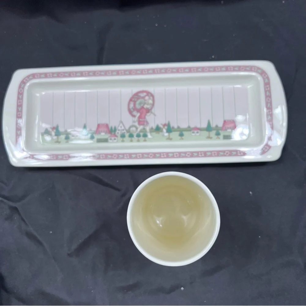1987 Minton England Royal Doulton - GOLDEN‎ DAYS - Rectangle Tray & Vase Vintage